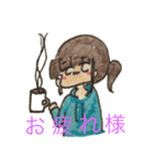 水色パーカー女子の日常（個別スタンプ：9）