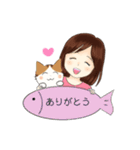 いつも一緒♪（茶トラ白猫）（個別スタンプ：1）