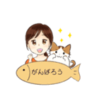 いつも一緒♪（茶トラ白猫）（個別スタンプ：2）