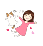 いつも一緒♪（茶トラ白猫）（個別スタンプ：7）