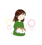 いつも一緒♪（茶トラ白猫）（個別スタンプ：15）
