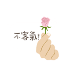 北京語/中国語/『ありがとう』ピンクの薔薇（個別スタンプ：6）