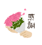 北京語/中国語/『ありがとう』ピンクの薔薇（個別スタンプ：7）
