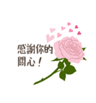 北京語/中国語/『ありがとう』ピンクの薔薇（個別スタンプ：11）