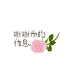 北京語/中国語/『ありがとう』ピンクの薔薇（個別スタンプ：16）