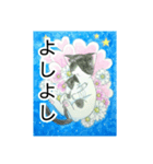 猫と花のスタンプ（個別スタンプ：4）