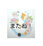 猫と花のスタンプ（個別スタンプ：6）