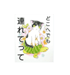 猫と花のスタンプ（個別スタンプ：9）
