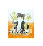猫と花のスタンプ（個別スタンプ：12）