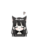 ふわふわ黒猫ちゃん（個別スタンプ：1）