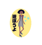 【BIG字】70's girls fashion アフロさん（個別スタンプ：16）