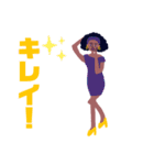 【BIG字】70's girls fashion アフロさん（個別スタンプ：31）