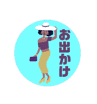 【BIG字】70's girls fashion アフロさん（個別スタンプ：36）