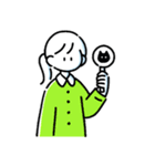 素朴でかわいい女の子と猫のスタンプ（個別スタンプ：3）