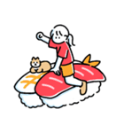 素朴でかわいい女の子と猫のスタンプ（個別スタンプ：4）