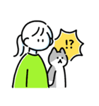 素朴でかわいい女の子と猫のスタンプ（個別スタンプ：5）