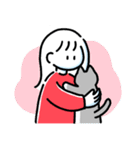 素朴でかわいい女の子と猫のスタンプ（個別スタンプ：6）