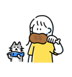 素朴でかわいい女の子と猫のスタンプ（個別スタンプ：7）