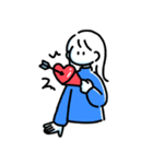 素朴でかわいい女の子と猫のスタンプ（個別スタンプ：8）