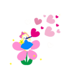 飛び出す 親指姫  花の上に可愛い女の子（個別スタンプ：4）