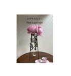 簡単な英語と日本語に薔薇の花を添えて（個別スタンプ：2）