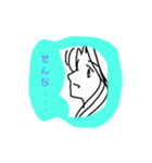 シンプル線画お姉さんスタンプ（個別スタンプ：20）
