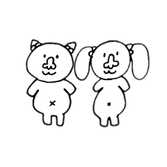 [LINEスタンプ] 猫と犬のみ（simple）