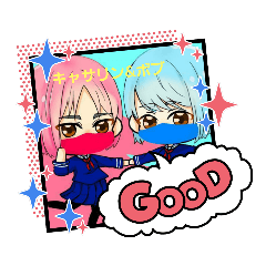 [LINEスタンプ] パークで使えるセーラー服カップル2