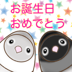 [LINEスタンプ] しろくろボタンインコ