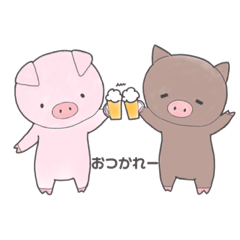 [LINEスタンプ] ピーちゃんとブーくんの日常