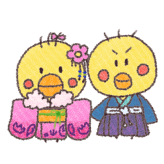 [LINEスタンプ] ふれふれ・おりぼんひよこ