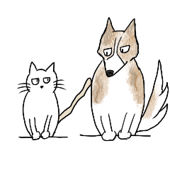 [LINEスタンプ] 白猫と犬の日常