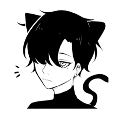 [LINEスタンプ] 無口の黒猫男子