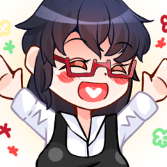 [LINEスタンプ] 赤眼鏡の女の子の相づちスタンプ