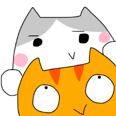 [LINEスタンプ] オレンジねことサバしろねこ