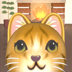 [LINEスタンプ] 飛び出す 暖炉の前の猫の画像（メイン）
