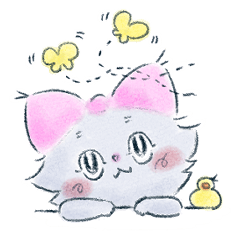 [LINEスタンプ] リボンみみのねこ①