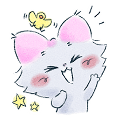 [LINEスタンプ] リボンみみのねこ②