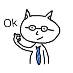 [LINEスタンプ] 白ねこメガネ君