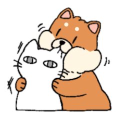 [LINEスタンプ] しばいぬ と しろねこ