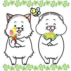 [LINEスタンプ] おにぎり＆たら【2匹の猫の春スタンプ】