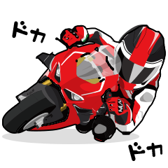 [LINEスタンプ] イタリアっぽい、赤いバイク