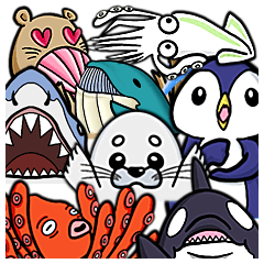 [LINEスタンプ] 先輩にも送れる！愛され海洋アニマルズ☆