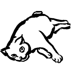 [LINEスタンプ] へんな墨絵ねこ