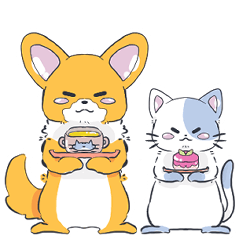 [LINEスタンプ] 猫とコーギーぽい犬のスタンプ