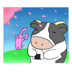 [LINEスタンプ] 可愛い牛さんの春休みの画像（メイン）