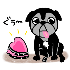 [LINEスタンプ] 黒パグらーちゃんの1日