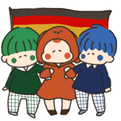 [LINEスタンプ] 【ドイツ語】赤ちゃんなかよし3人組