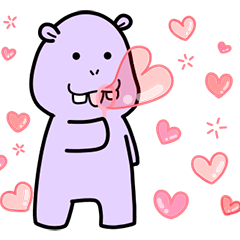 [LINEスタンプ] かわいいカバちゃん(英語)