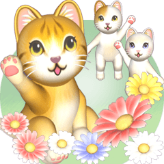 [LINEスタンプ] 花と猫 BIGスタンプの画像（メイン）